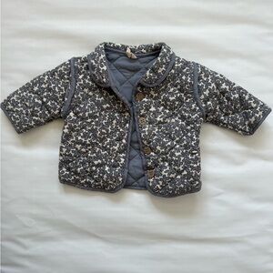 Quincy Mae Quilted Floral Puffer Jacket - Gray & Cream